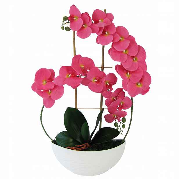 Orchidej Real Touch 60 cm, gumovaná v květináči Luna 2
