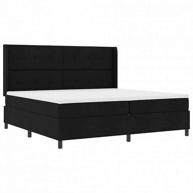 vidaXL LED box pružinová postel s čelo Černá 200 x 200 cm textil