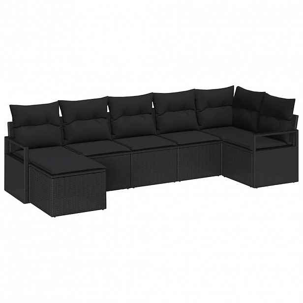 vidaXL Set pohovek 7 ks Černá polyratan