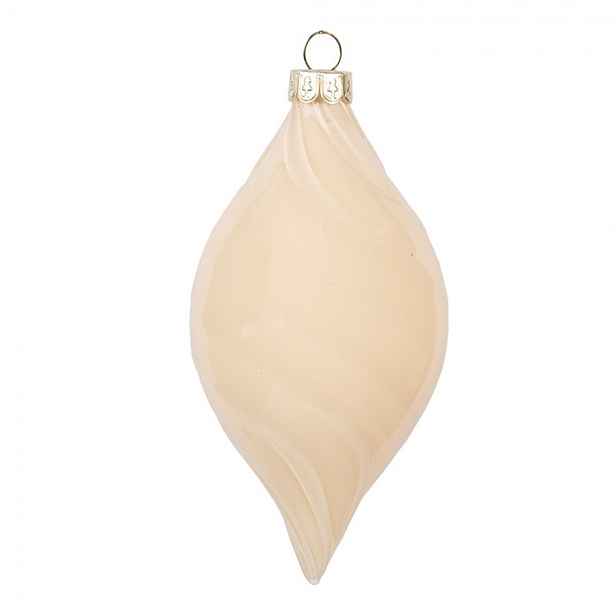 Béžová skleněná vánoční ozdoba baňka - Ø 7*13 cm Clayre & Eef