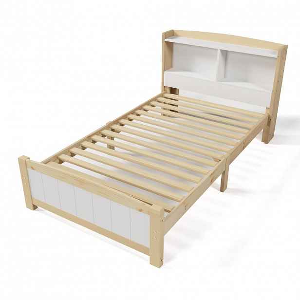 CHICFURN POSTEL 90/200 cm v bílé a přírodní barvě s úložným čelem a matrací