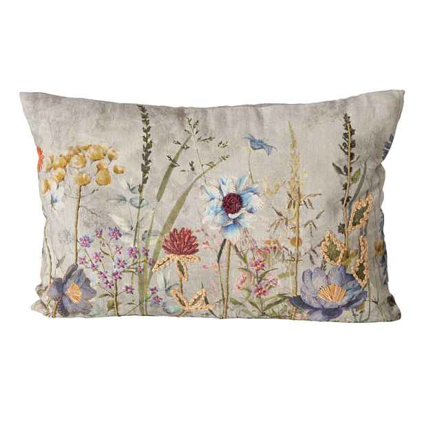 Dekorační polštář Blomster, květinový vzor, 100% bavlna