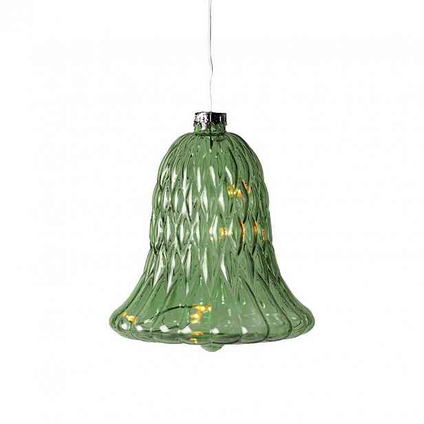 LED skleněný zvonek, zelený, Ø 9 × 10 cm, 5 diod, IP20 interiér, 1× AAA