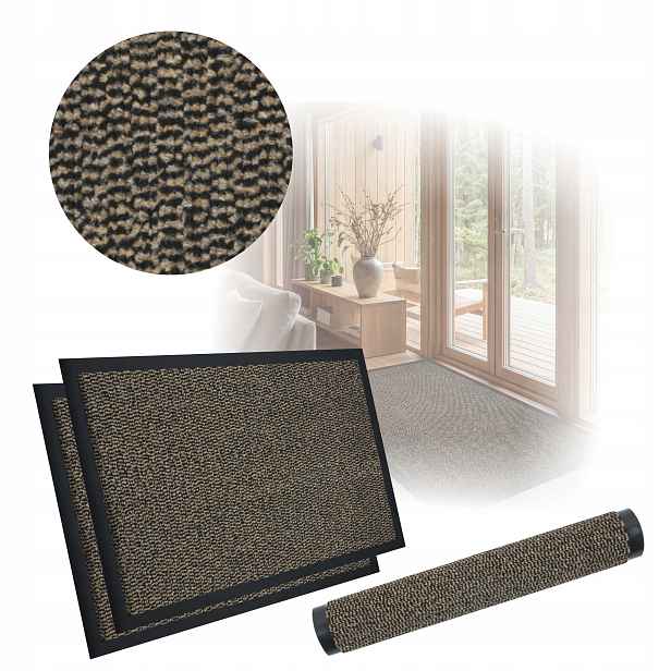 Rohožka pod dveře 60x90cm 2ks Hnědá Protiskluzová podložka na boty