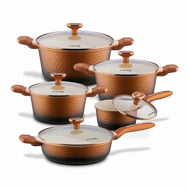 Sada hrnců Starke Pro Texture Copper hliníkové 10 ks