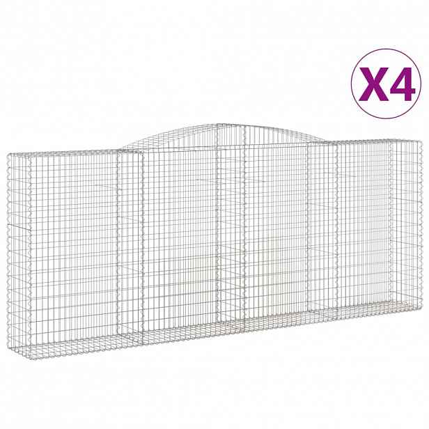 vidaXL Klenuté gabionové koše 4 ks 400x50x160/180cm pozinkované železo