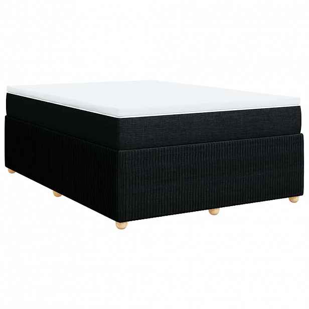 vidaXL Box spring postel s matrací černá 140x200 cm textil