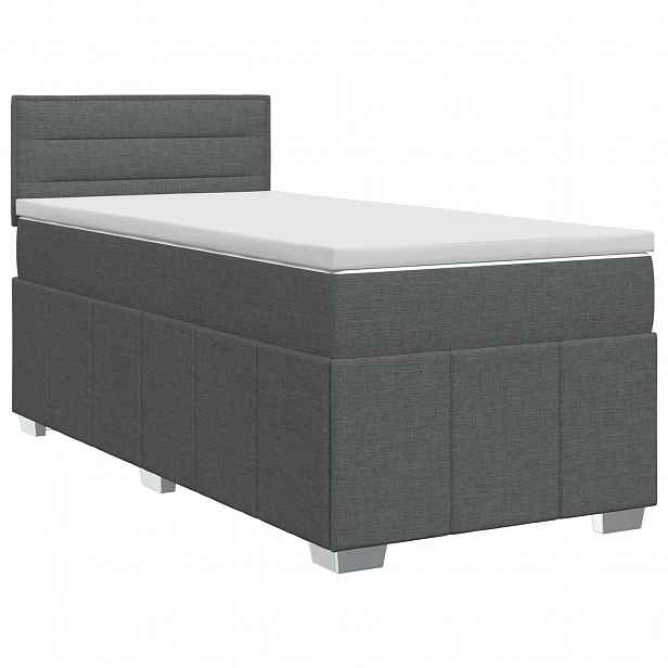vidaXL Postel boxspring s matrací s čelo Tmavě šedá 80 x 200 cm Textil