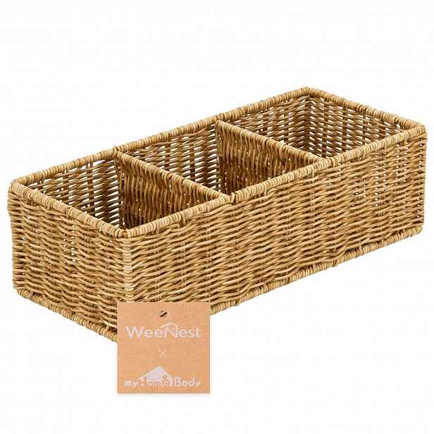 Koš Organizér 3 Přihrádky 35 CM Proutěný Do Koupelny