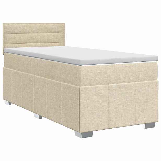 vidaXL Postel boxspring s matrací s čelo Krémová 80 x 200 cm Textil