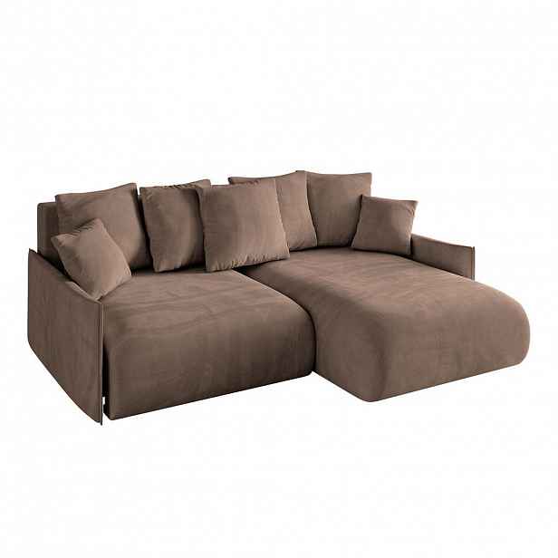 ALTDECOR ROHOVÁ SEDAČKA s otomanem vpravo ONESK-L -v1 216x177x72 hnědý velur