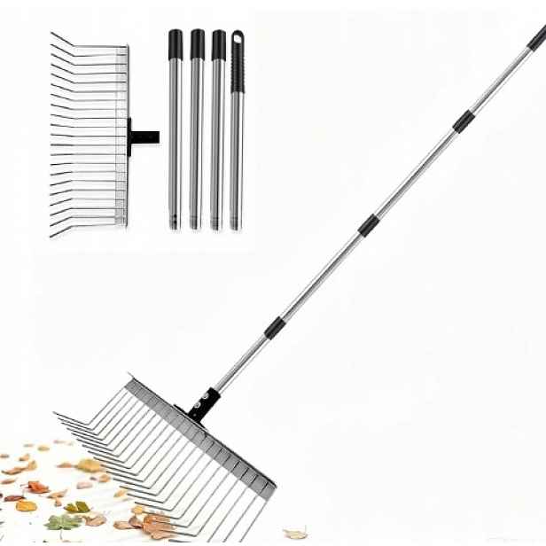 Hrábě Na Listí 160 CM 21 Zubů Šířka 40 CM Nerezová Ocel