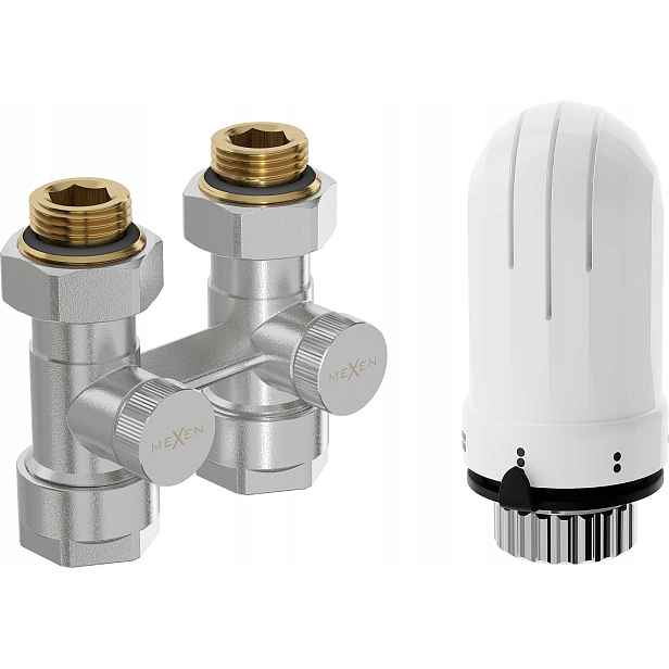 Mexen G03 Termostatická Sada Dvoutrubková DN50 Přímá 1/2"x16 MM Nikl