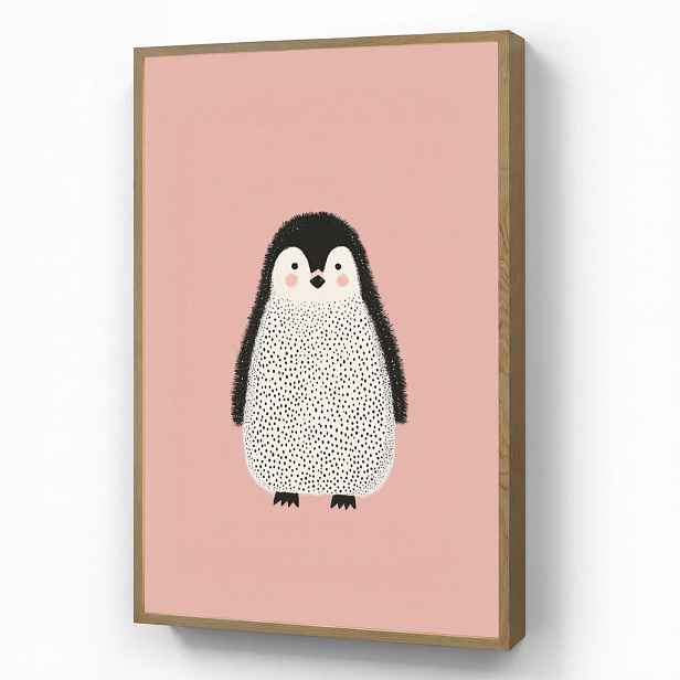 OnlyWow DOBÍJECÍ NOČNÍ LAMPIČKA Tučňák - Tečky - Minimalistický - Růžový 70x100 cm