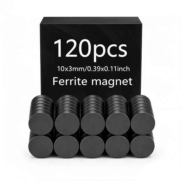 TEMU 120 ks/43 ks (10X3 mm) / 69 ks (12X3 mm) / 17 ks (8X3 mm), černé kulaté ferritové magnetické disky, vhodné pro chladničky, kancelářské a domácí