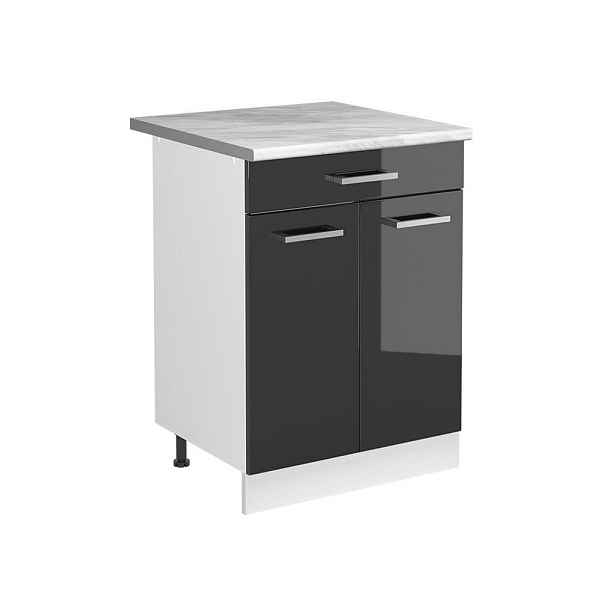 Vicco SKŘÍŇKA POD DŘEZ R-Line, Antracitový vysoký lesk/Bílá, 60 cm pracovní deska Mramor