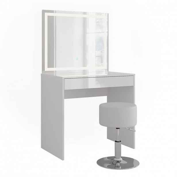 Vicco TOALETNÍ STOLEK Sherry Bílá/bílý vysoký lesk 81.4 cm s LED zrcadlem a stoličkou