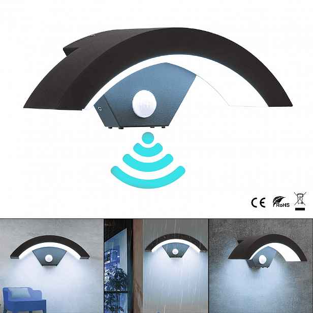 Dekorativní venkovní nástěnná Led lampa 18W s pohybovým senzorem IP65