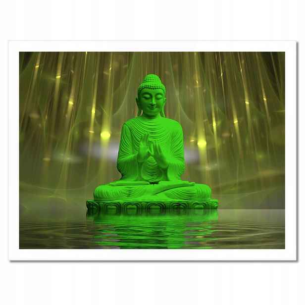 Plakáty v rámu 40x30 Zelený Buddha Buddhismus