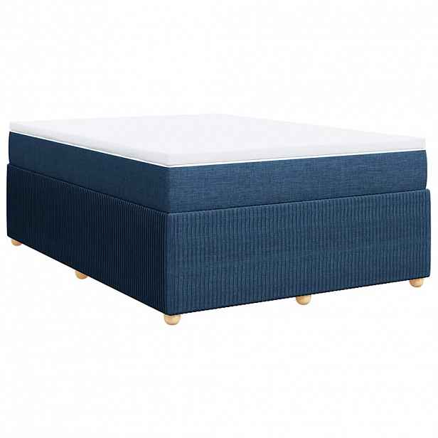 vidaXL Box spring postel s matrací modrá 140x200 cm textil