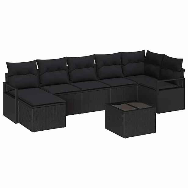vidaXL Set pohovek 8 ks Černá polyratan