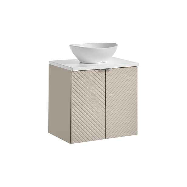 Comad Závěsná skříňka Viva Cashmere Lola II s deskou a umyvadlem 60 cm kašmírová/bílá