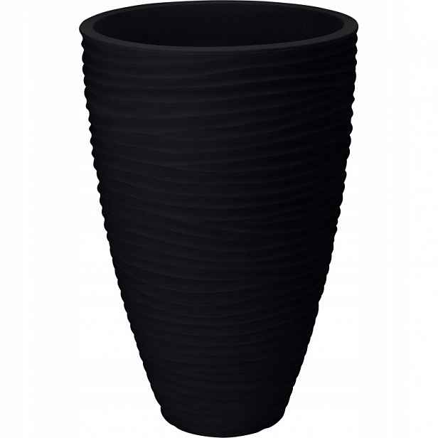 Květináč obal na květináč plastový pruhovaný antracit 39x60 cm 1 Ks
