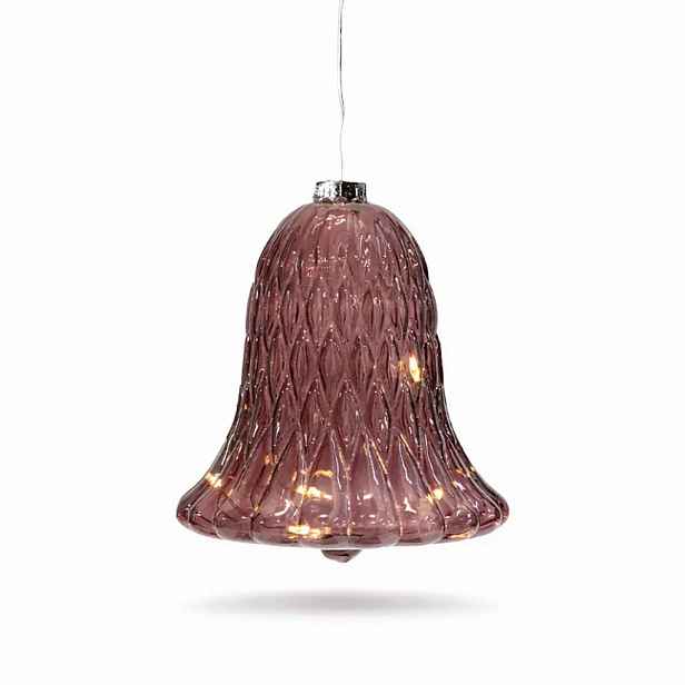LED skleněný zvonek vínový Ø 9 × 10 cm, 5 diod, IP20 interiér, 1× AAA