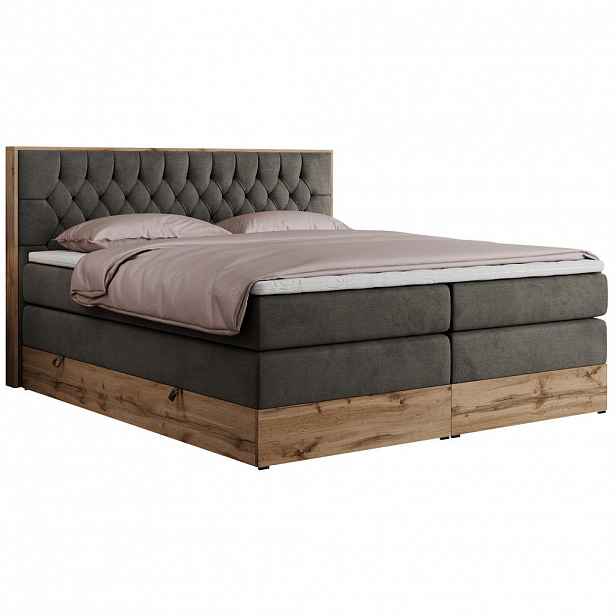 MKS POSTEL BOXSPRING AMORE KING 180/200 - Šedá Samet - H3