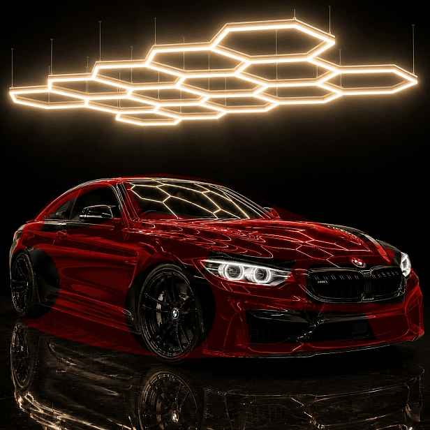Osvětlení HEX14 Led černé 399W 4000K 229x394cm kadeřnický salon silné