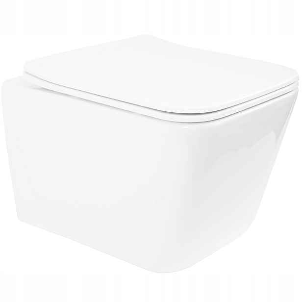 Wc mísa Rea Julio Rimless White Závěsná s prkénkem 51,5 cm Horizontální odtok