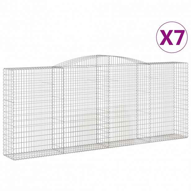 vidaXL Klenuté gabionové koše 7 ks 400x50x160/180cm pozinkované železo