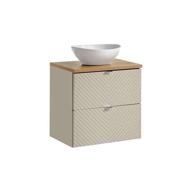 Comad Závěsná skříňka Viva Cashmere Lola s deskou a umyvadlem 60 cm kašmír/dub evoke