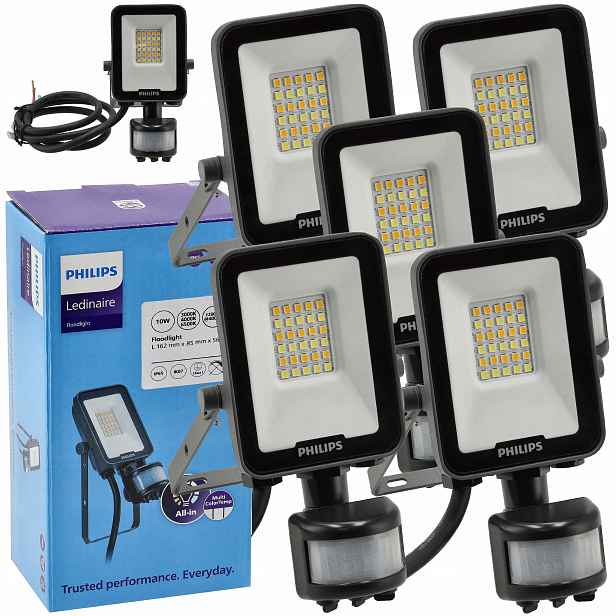 Philips Venkovní Led halogen se senzorem pohybu a soumraku 10W Cct x5