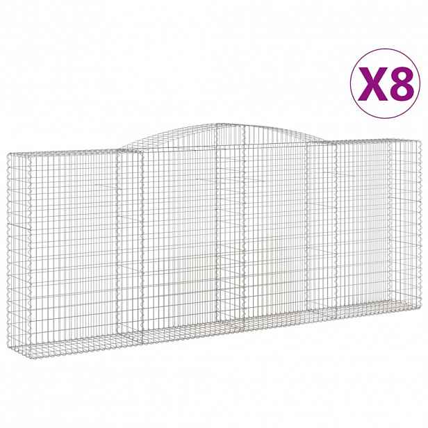 vidaXL Klenuté gabionové koše 8 ks 400x50x160/180cm pozinkované železo