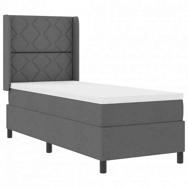 vidaXL LED box pružinová postel s čelo Tmavě šedá 80 x 200 cm textil