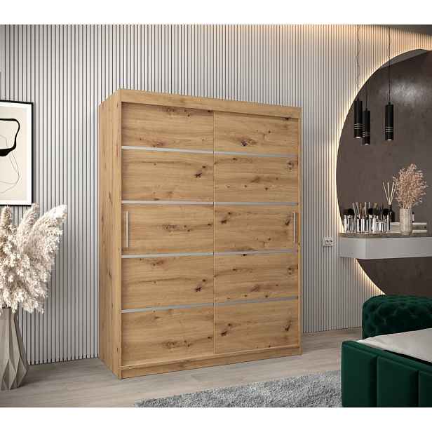 Šatní skříň ENNI - šířka 150 cm, dub artisan