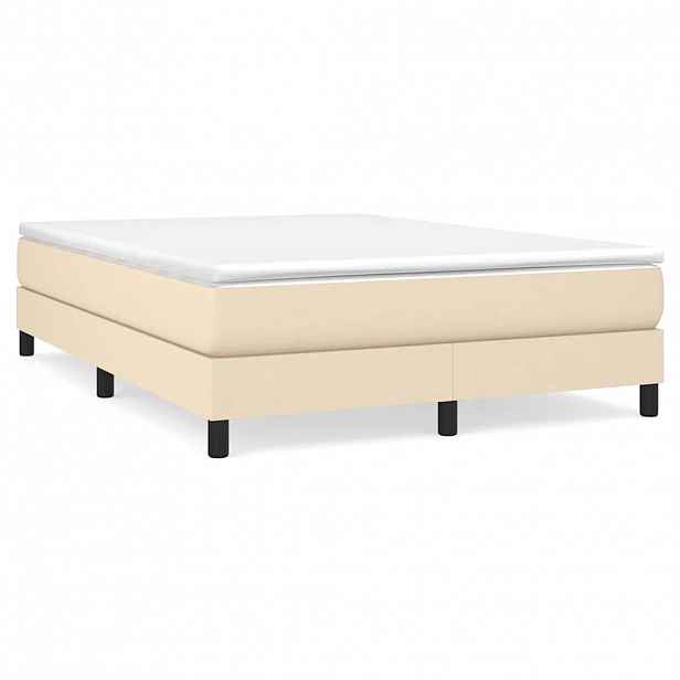 vidaXL Rám postele s boxspringem krémový 140 x 190 cm textil