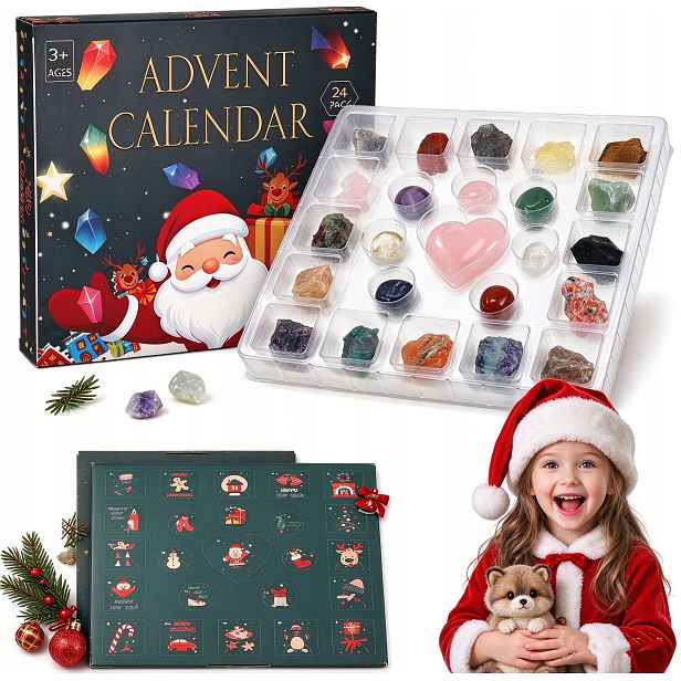 Adventní kalendář s krystaly, minerály, kameny 24 dní do svatého Mikuláše