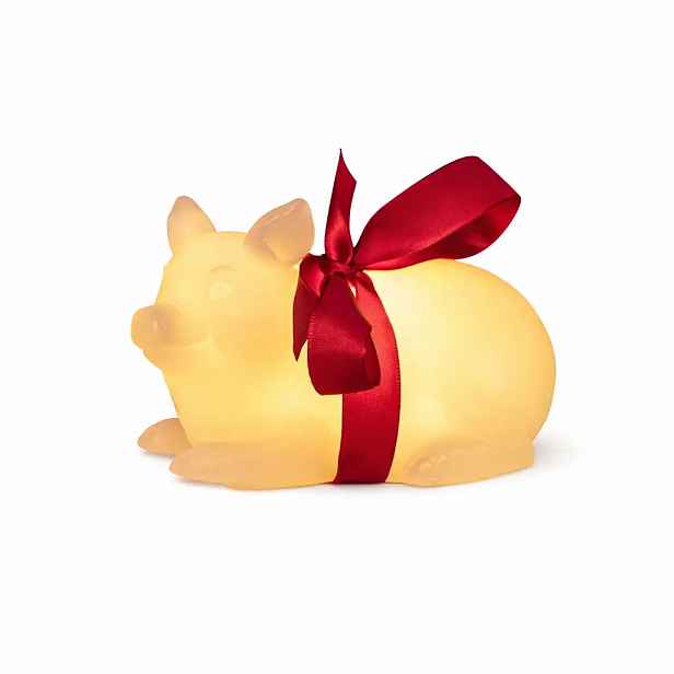 LED svíčka z pravého vosku na baterky, prasátko, bílé, 4 × 12 cm, CR2032