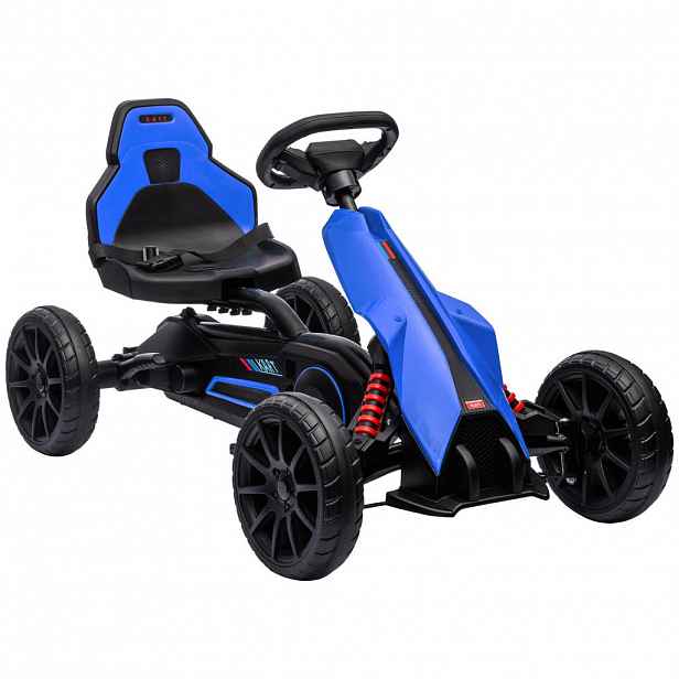HOMCOM DĚTSKÉ ŠLAPACÍ AUTO, modré/červené, kov + plast