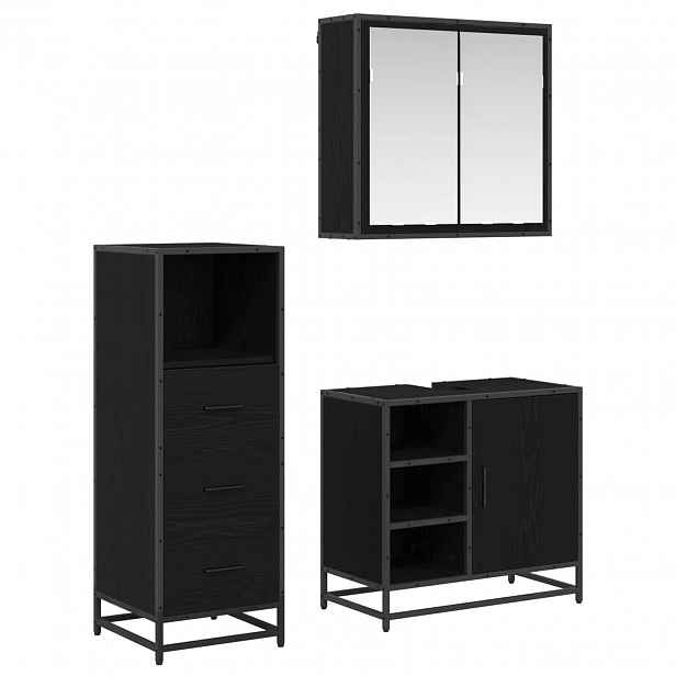 vidaXL Sada koupelnového nábytku 3 ks Černý dub 65 x 33 x 60 cm