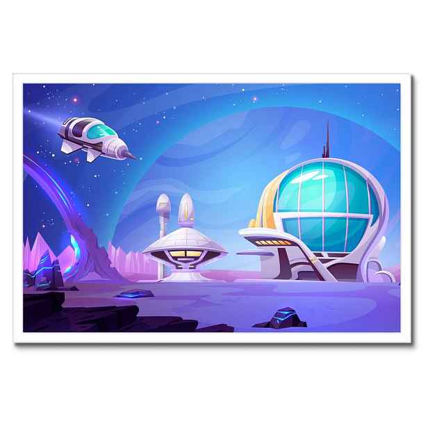 Plakáty v rámu 60x40 Vesmírné město na cizí planetě