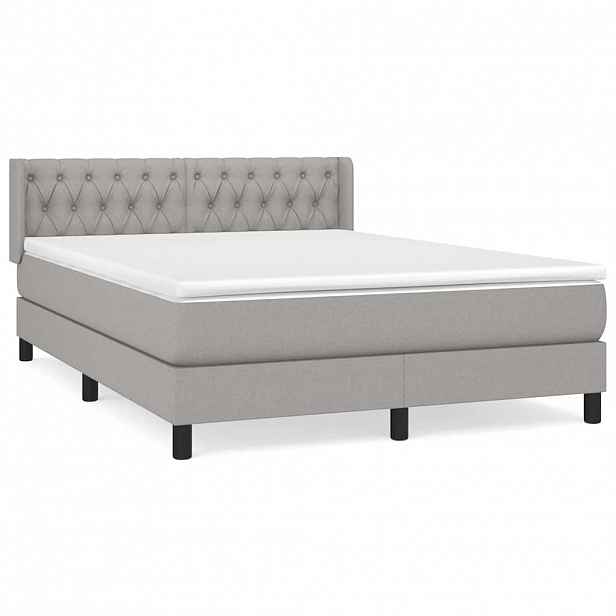 vidaXL Box spring postel s matrací světle šedá 140 x 190 cm textil