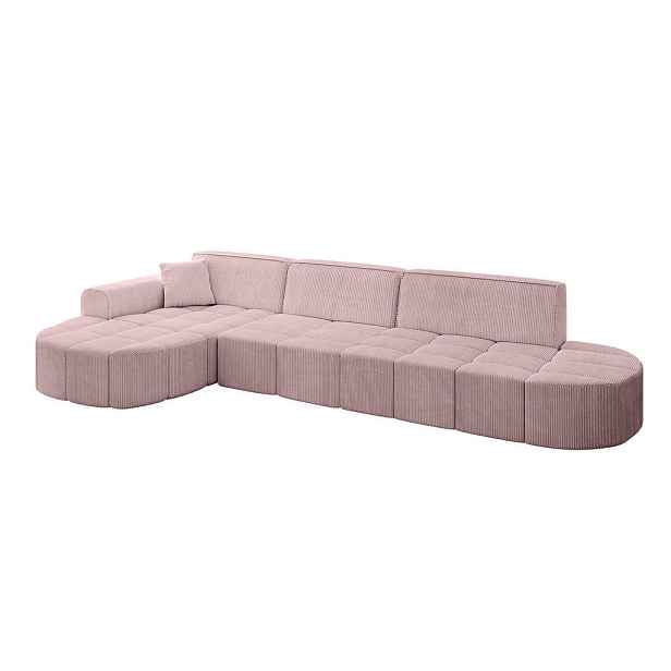 ALTDECOR ROHOVÁ SEDAČKA s otomanem, levá LIVO-L2 337x173x79,5 Růžová Manšestr