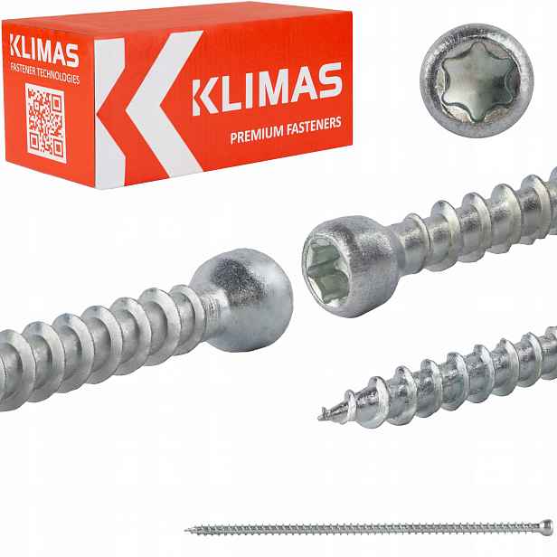 Tesařské vruty 6x180 mm 100 ks torx plný válcový závit Klimas Wkfc