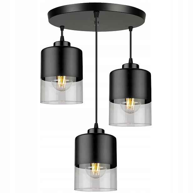Závěsná stropní lampa Stropní Svítidlo Led, skleněná, černá do obývacího pokoje