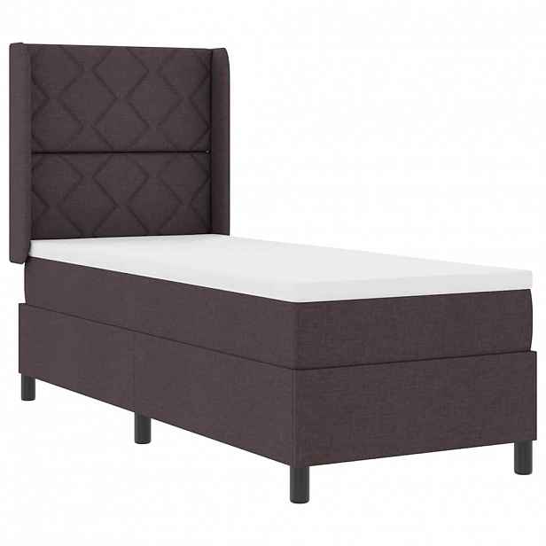 vidaXL LED box pružinová postel s čelo Tmavě hnědá 80 x 200 cm textil