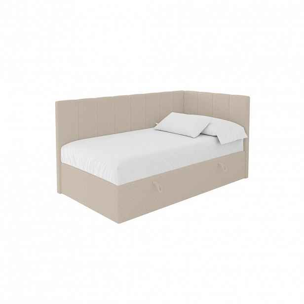 ALTDECOR JEDNOLŮŽKOVÁ POSTEL pro mládež s úložným prostorem vlevo, bez matrace - LOVY 80x200 tmavě béžová