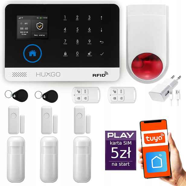 Bezdrátový alarm WiFi Gsm 4G, sada alarmu Huxgo HXA003 R3D3 Ws